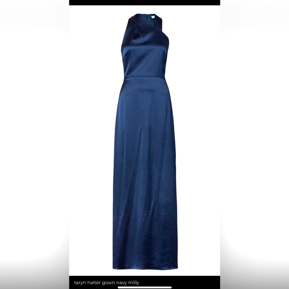 Milly Taryn Navy Satin Gown - Size 4